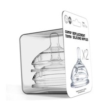 New ComoTomo Silicone Replacement Nipples 6 mo, Fast Flow 2 Pack x 2 4 nipples