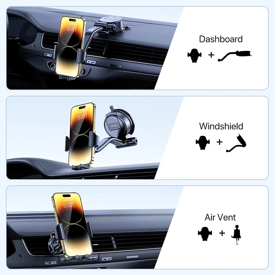Car Phone Holder 360° Rotation Mount Vent Grip/Dash Lock For iPhone Samsung - image 3 of 4