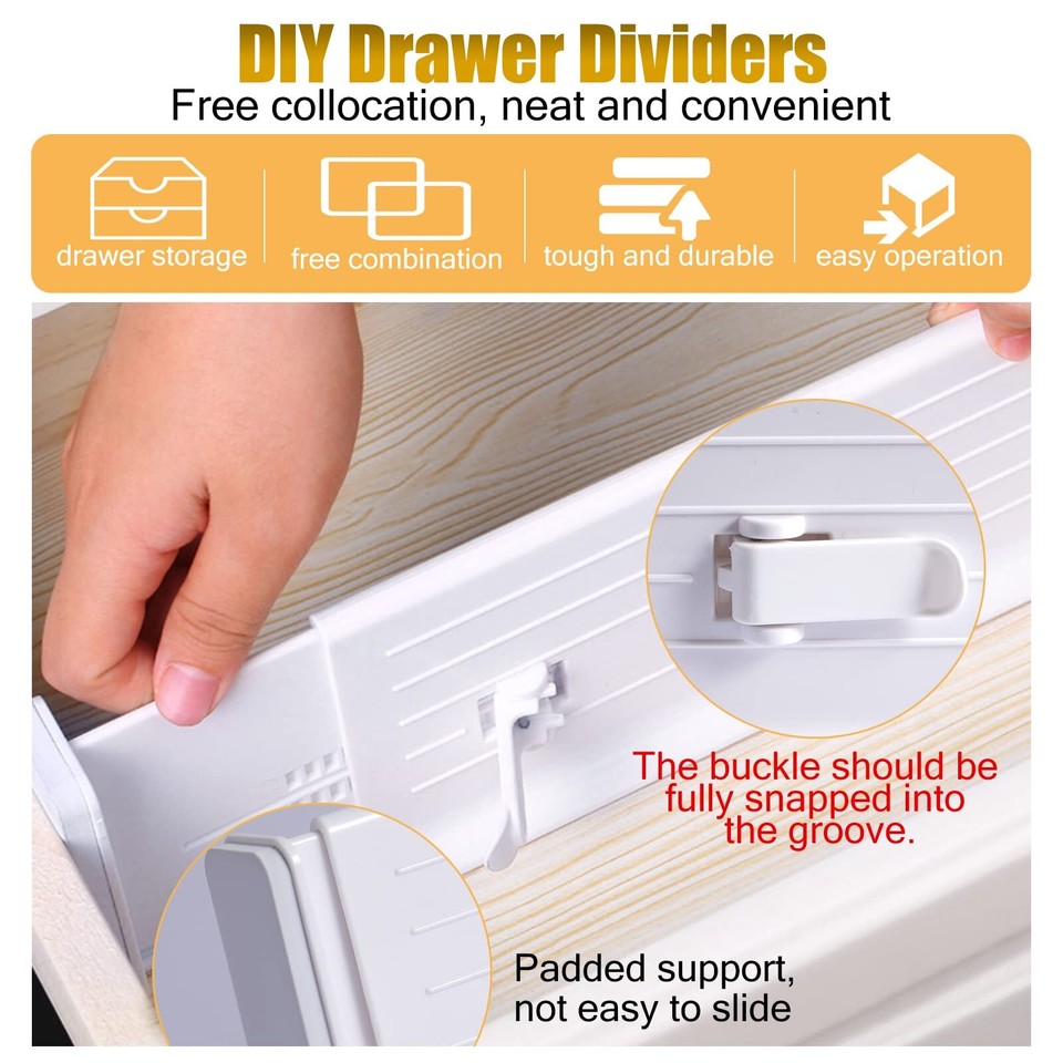 Drawer Dividers Organizer, Kitchen Drawer Divider, Adjustable Drawer