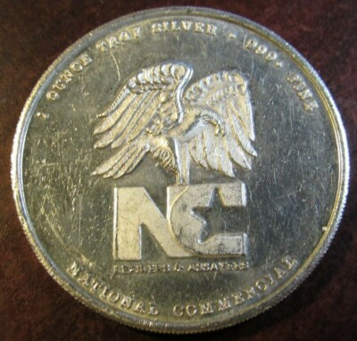 NEWMAN 繰出式 silver 925 純銀製 昭和レトロ 当時物 Vintage National Commercial Assayers & Refiners 1 Troy Oz .999