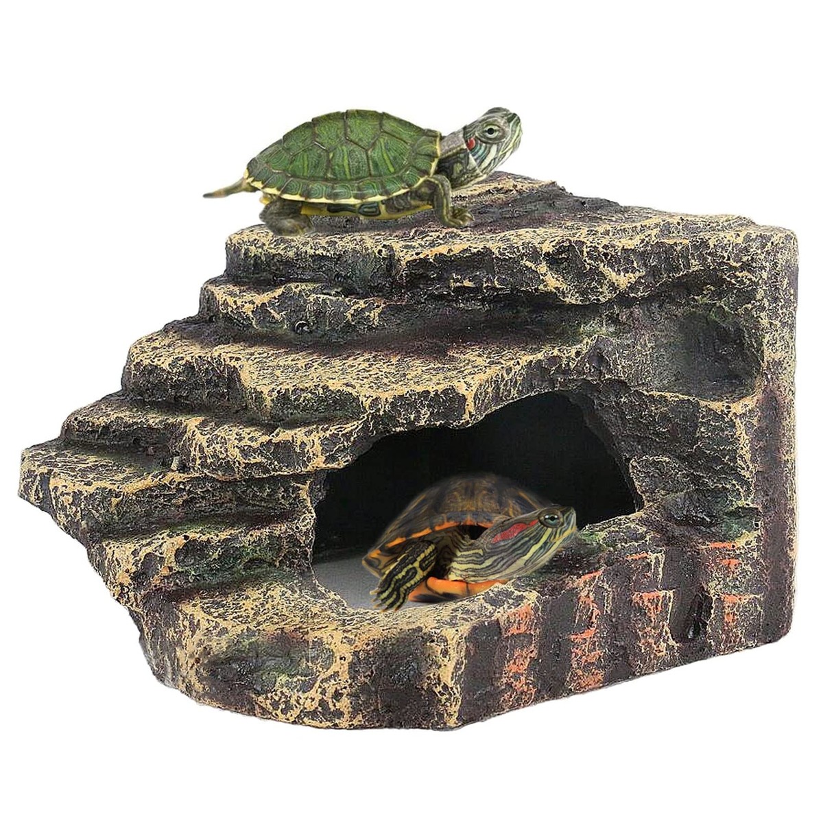 Turtles Basking Platform Reptile Hiding Cave Hideouts for Aquatic