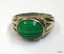 vntage antique tribal old silver ring malachite gemstone rajasthan handmade