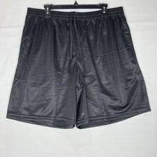 Mens Athletic Jersey 2 Pockets Black Mesh Shorts XL Gym Basketball