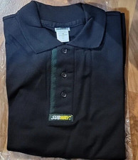 SUBWAY Mens Uniform Short Sleeve Black Polo Work Shirt  Cotton blend lg nwot