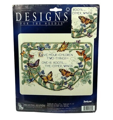 Janlynn Designs New Praying Hands Coll. Roots Wings Butterflies Cross Stitch Kit