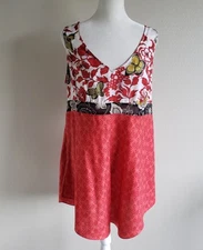 CAbi Silk Top Sleeveless Floral Butterfly Print Tunic V-Neck Size M Washable
