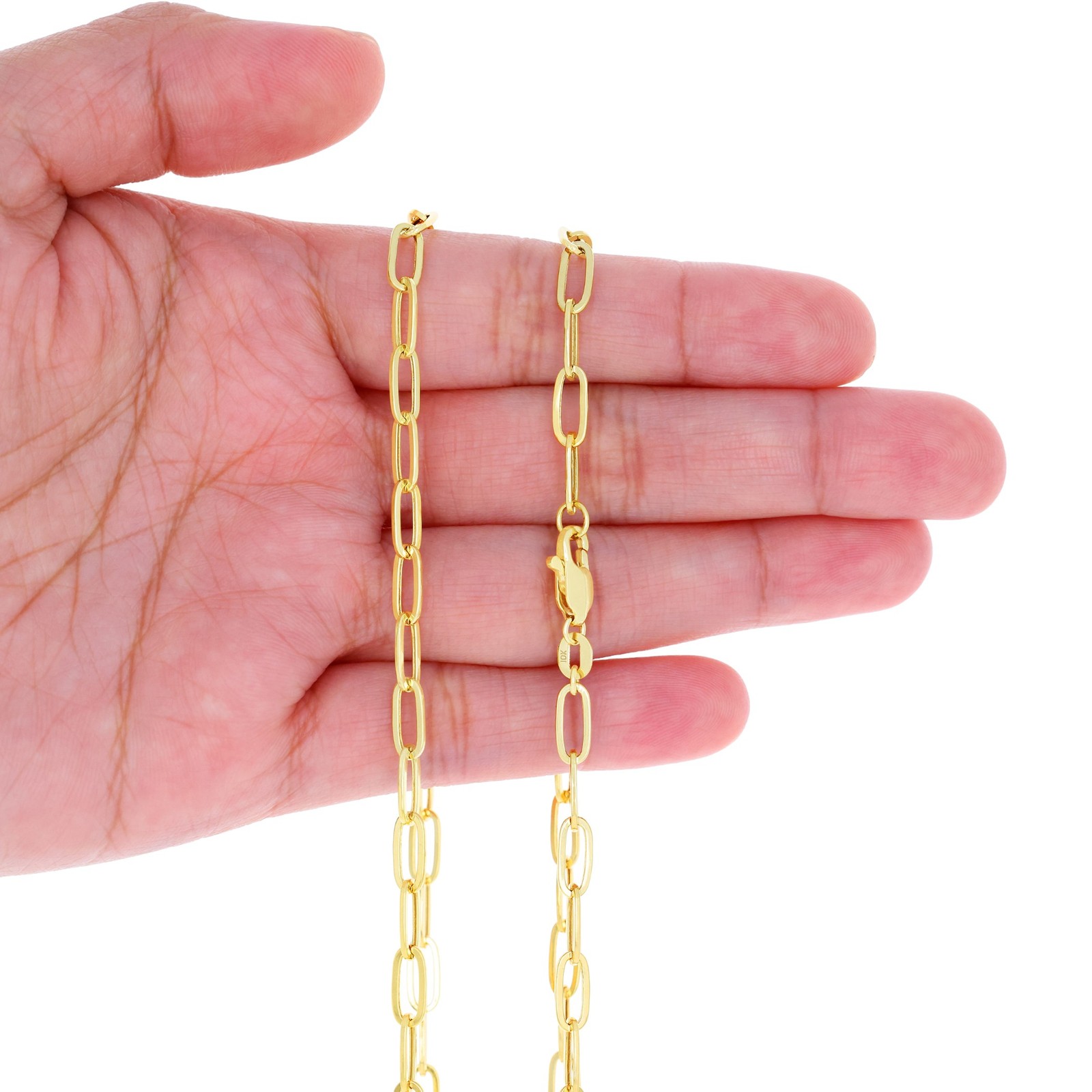 10k Yellow Gold 4mm Paperclip Chain Rolo Dainty Link Cable Necklace Womens 18"