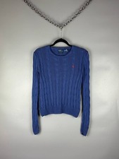 Polo by Ralph Lauren Women's Cable Knit Sweater Blue Pima Cotton Size XS