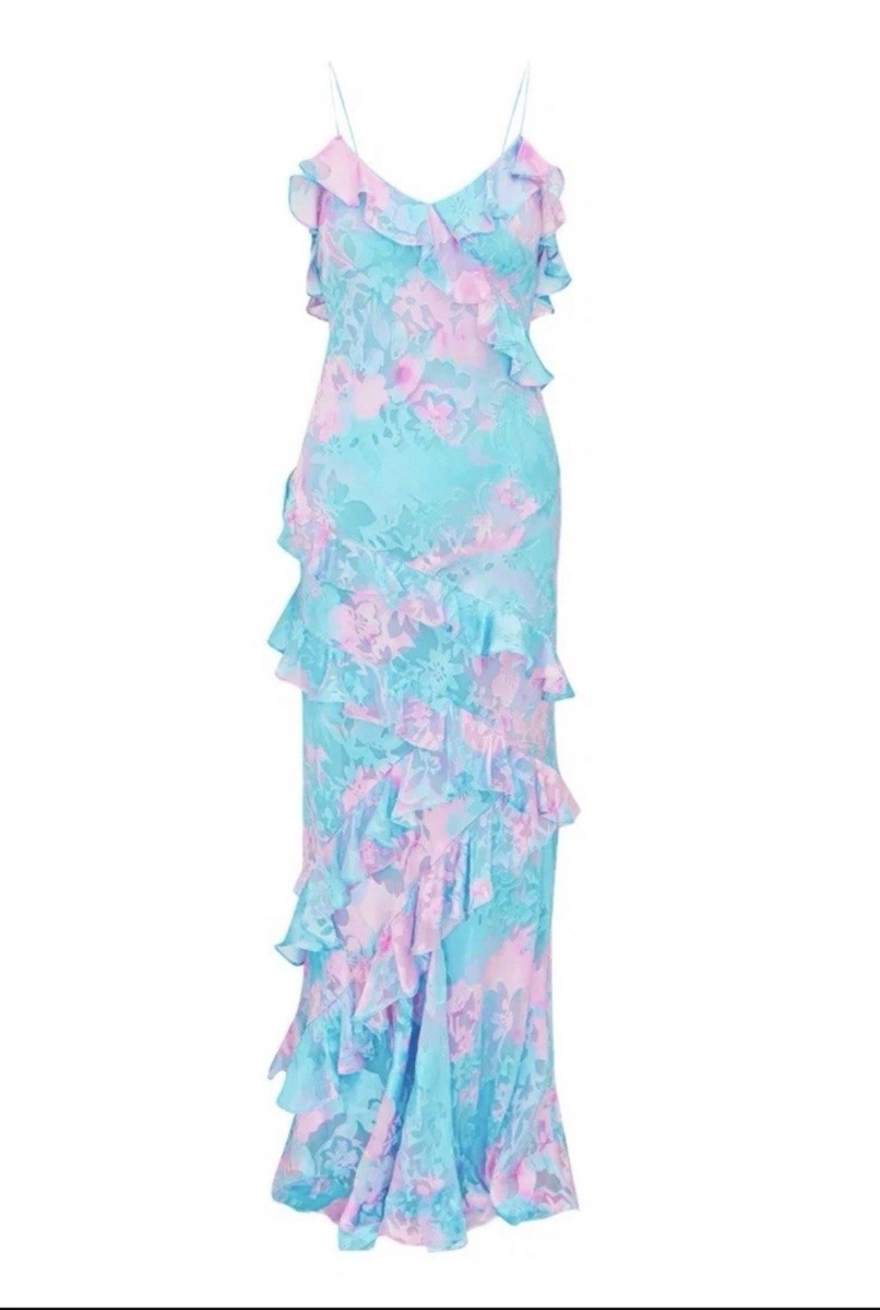knee length dresses for ladies Rialto Pastel Ruffle Maxi Dress