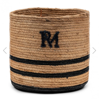 Riviera Maison RM Striped Monogram Basket S Korb RM Gestreift mit Logo RM 24cm h