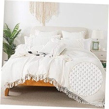 Boho Duvet Cover Set 100 Cotton Waffle Weave Knit Queen White Waffle