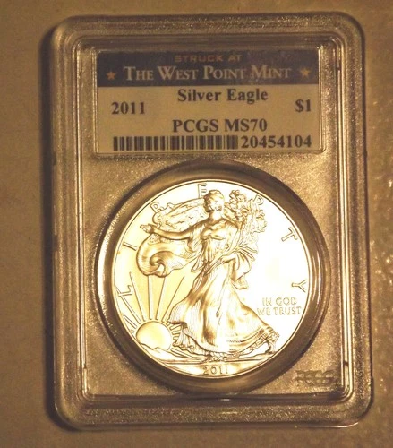 2011 Silver Eagle PCGS MS70 West Point- West Point Mint Label