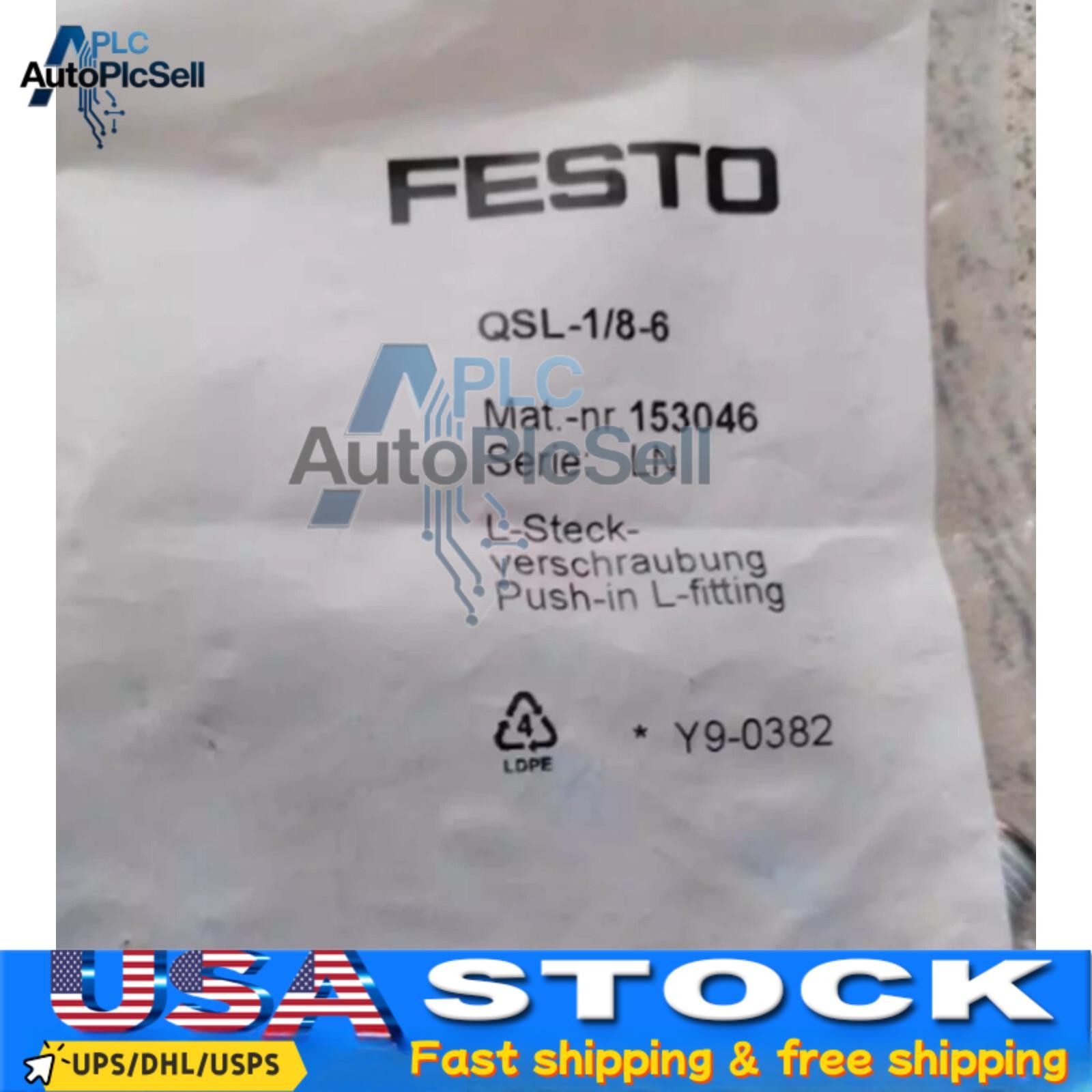FESTO CORPORATON QSL-1/8-6 Push-in 90 deg Connector in box