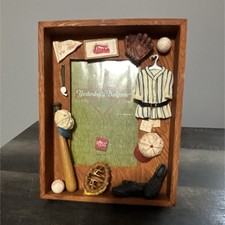 Russ Yesterday's Ballgame Deep Picture Frame Baseball Sports Wood 4 x 6 in