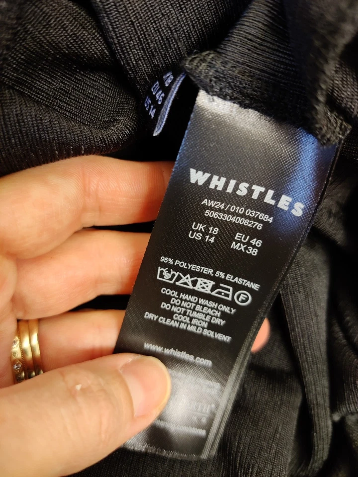 CAMISA BLUSA WHISTLES TALLA UK 18 NEGRA MANGA LARGA BRILLO EVA FIESTA PRECIO DE VENTA SUGERIDO POR EL FABRICANTE 89 £ Foto 4 de 4