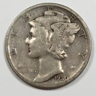 1930-S United States Mercury Dime - Fine (F) KM#140 - 90% Silver - 8612