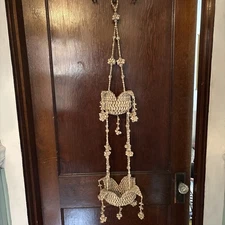 Vtg Double Hanging Natural Sea Shell Plant Hanger Ocean Nautical Seashell