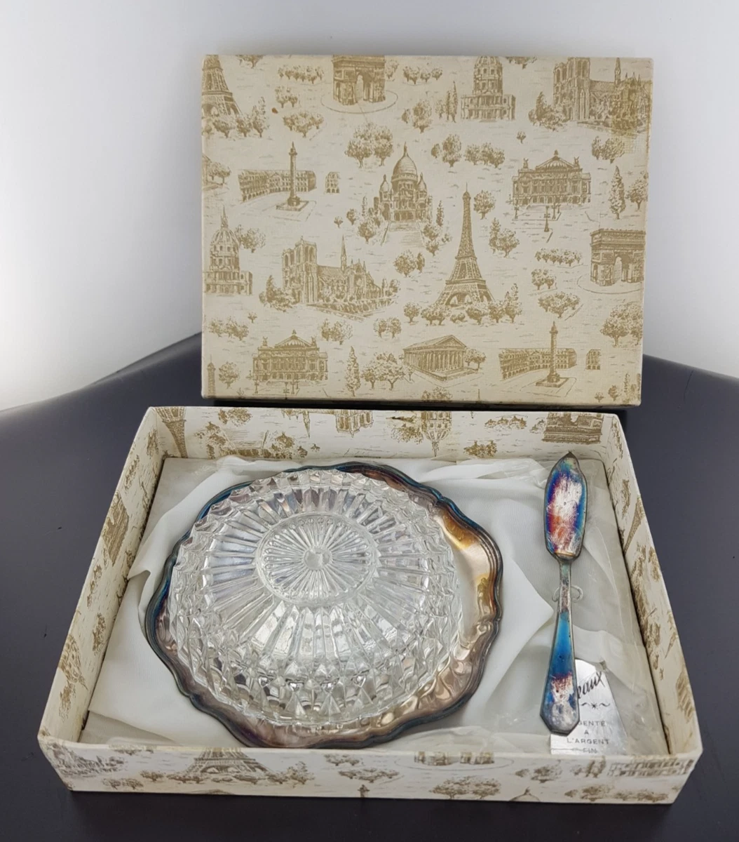 Beurrier Ancien En Métal Argenté – Style Rétro – Occasion