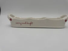 Mud Pie Home Merry & Bright Christmas Cracker Serving Dish New White Red Holiday