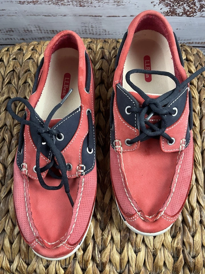 L.L. Zapatos de barco Bean para mujer talla 7,5 de cuero rojo artículo # 293451 Foto 2 de 4
