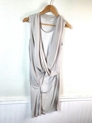 AllSaints Abi Dress Womens US 2 XS Gray Draped Sleeveless Midi Made in Portugal