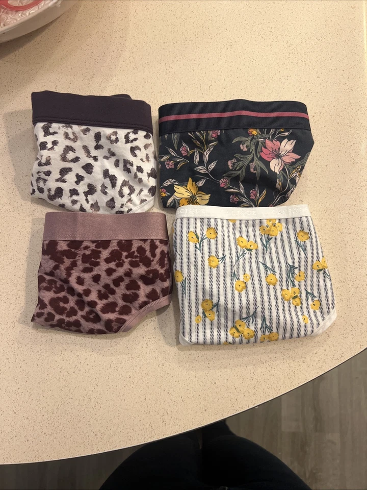 Nuevo Lote De 4 Tanga Bragas Algodón Floral Cebra Amarillo Animal Cacique Foto 2 de 4