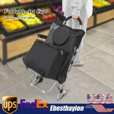 Portable Folding Wheeled Art Chair Cart Rolling Big Chair Cart With Storage