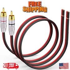 2 Pack RCA to Speaker Wire Adapter, 14AWG 1Ft Heavy Gauge Cable for Amp, TV, Sub