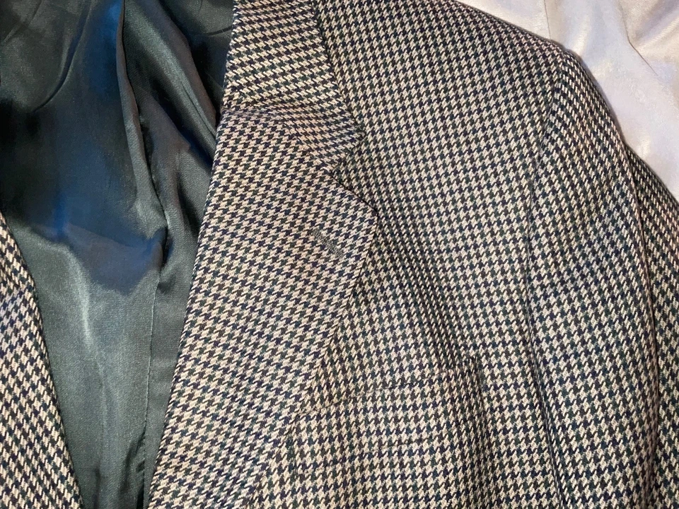 JACK VICTOR MONTREAL SPORTS COAT TAN/GREEN/BLACK HOUNDSTOOTH CHECK 52 TALL - Image 4 of 4