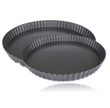 2er Set Blech Backform Ø 26cm 28cm Quiche Tarte Pizza Kuchen Form Obstkuchen 