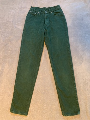 Vintage Levis 501 Jeans Boys Youth Size 7 (25x31) Button Fly Green Made USA 90s