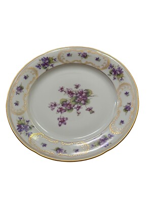 Vtg Winterling Bavaria Salad/dessert Plate Violets Gold Detailing 7.5''