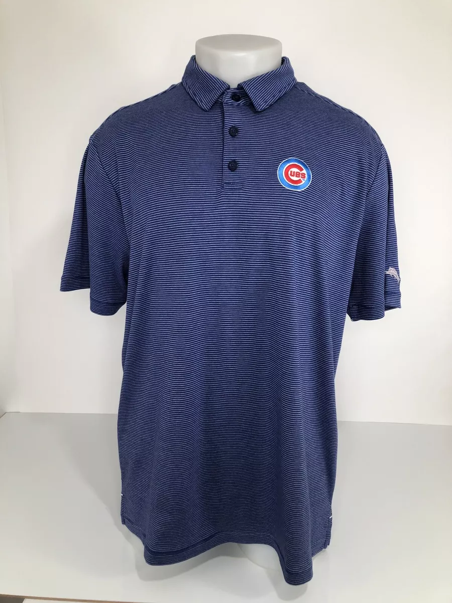 TOMMY BAHAMA / CHICAGO CUBS Embroidered Mens Lg. Pin Striped Polo