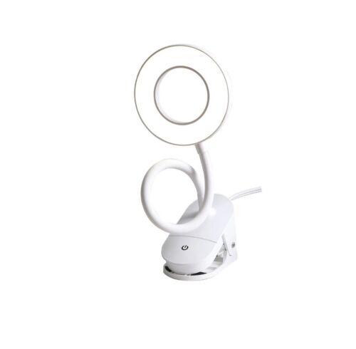 Mainstays Modern LED Ring Light Gooseneck Clip Lamp White Matte Finish Strong - Picture 3 of 4