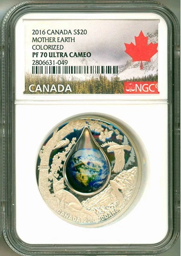 2016 Canada S$20 Mother Earth 3D Dome Effect Colorized NGC PF70 UC Box & COA OGP
