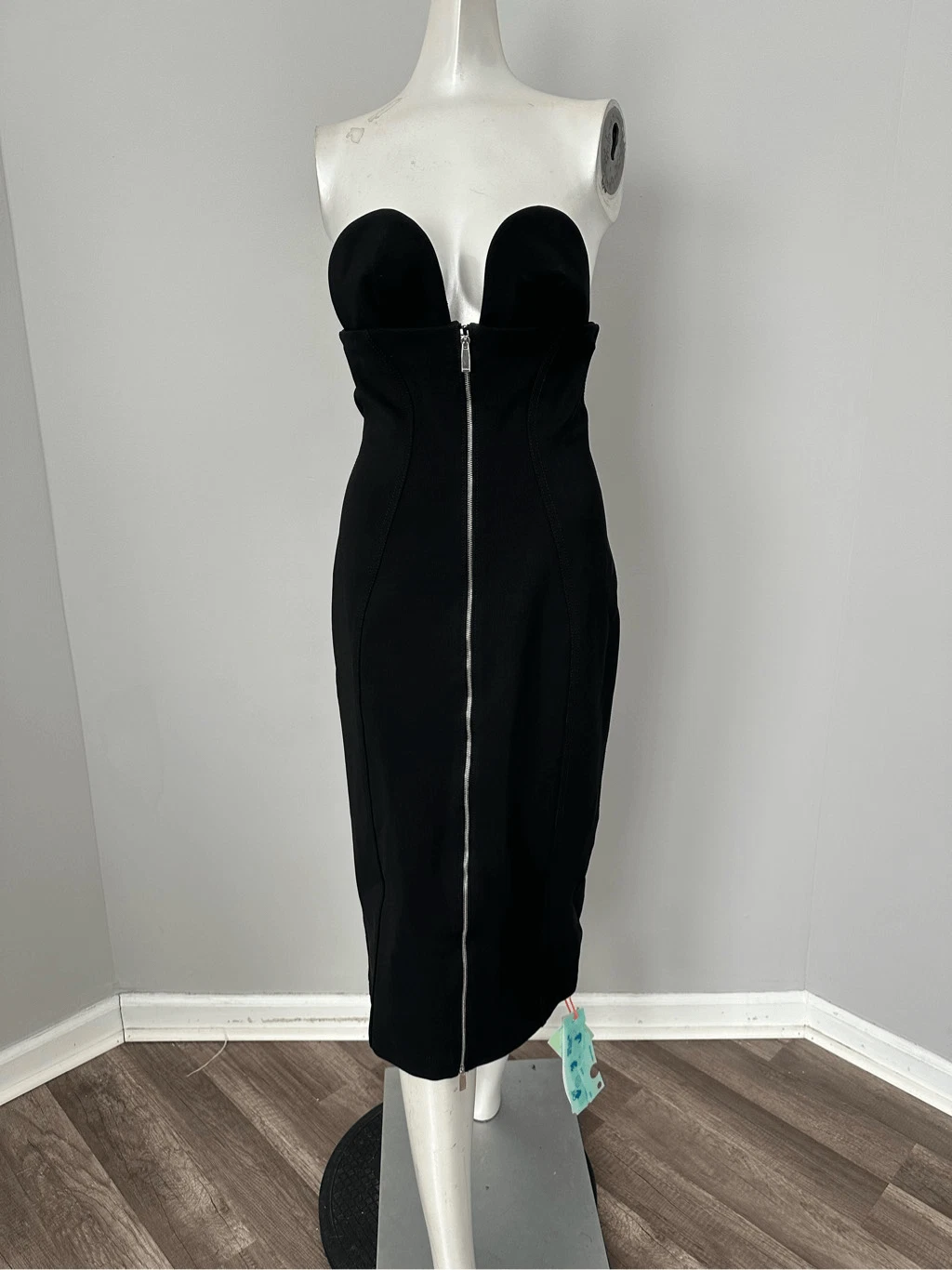 OFF WHITE Abito midi senza spalline bianco sporco