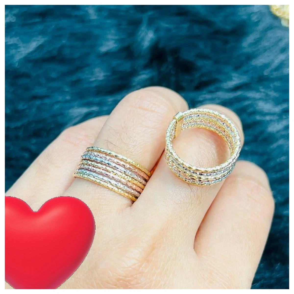 Real 18K Saudi Gold 7days Tricolor Ring size 5 eBay