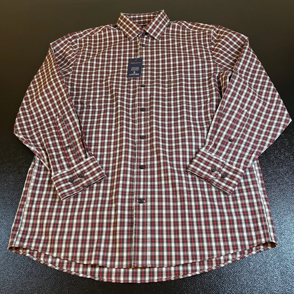 Camisa de vestir Stafford calce regular a cuadros manga larga abotonada para hombre mediana nueva con etiquetas Foto 2 de 4