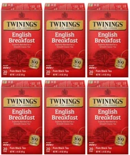 6 PACK Twinings English Breakfast Pure Black Tea Bags, 20 Count Box