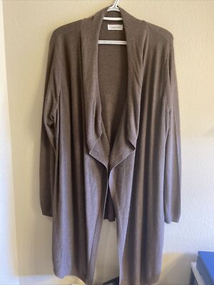 Calvin Klein Knit Cardigan Women's Waterfall Collar Open Front Long Sleeves 