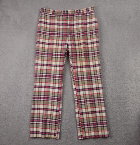Vintage Madras Pants Cotton India Plaid Flat Front Straight 70's Mens 34 x 29 - Foto 1 di 13