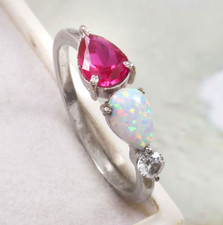 Natural Opal  Pink Topaz Ring 925 Sterling Silver Ring For Woman Gift For Her