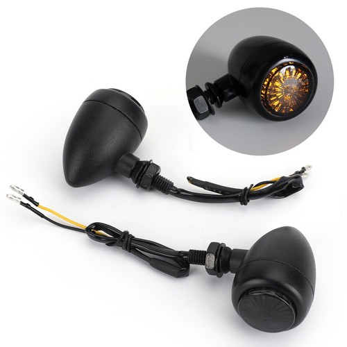 Motorcycle Bullet Turn Signals Indicators Fit For Chopper Cafe Racer Black USA