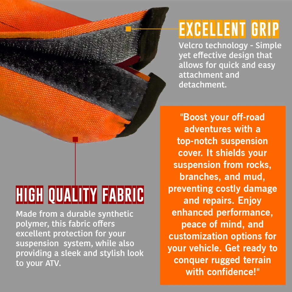 Front+Rear Orange Shock Covers + Brake Pads for Yamaha Raptor 700 R SE 2006-2012 - Image 4 of 4