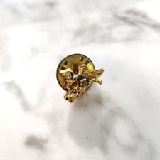 Vintage Small Golden Angel Metal Pinback let him watch over you