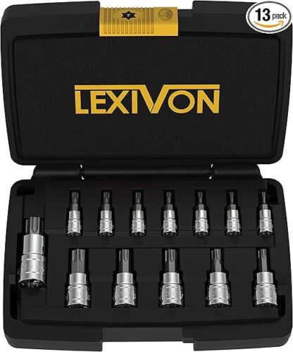 LEXIVON Torx Bit Socket Set, Premium S2 Alloy Steel | 13-Piece Star T8 - T60 Se - Picture 8 of 8