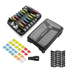 AF12 12-Way ATC/ATO Fuse Block, 12-Circuit Power Block for Car RV Truck Boat UTV