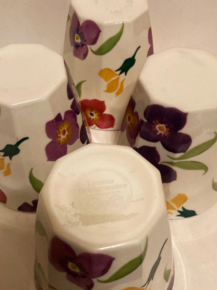 Juego de 4 vasos apilables florales de melamina Emma Bridgewater 8 oz 3,5" H NUEVO Foto 3 de 4