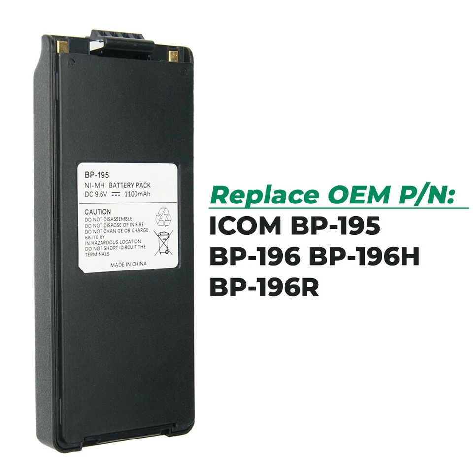 10PC BP-195 Replacement Battery for ICOM Radio IC-A4 IC-A4C IC-A4E IC-F3 IC-F3S - Image 3 of 4