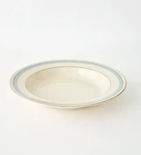 Vintage Lenox Bradford Rimmed Soup Bowl Blue Gray Band Platinum Trim c1980s USA